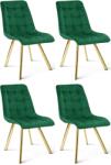 FDY Set 4 Scaune Bucatarie/Dining Spirit Plus Catifea Verde, Picioare Metalice, Finisaj Auriu