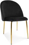 FDY Scaun Bucatarie/Dining Ylmma Catifea Neagru, Picioare Metalice, Finisaj Auriu