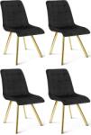 FDY Set 4 Scaune Bucatarie/Dining Spirit Plus Catifea Negru, Picioare Metalice, Finisaj Auriu