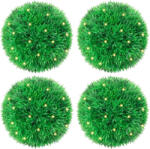 vidaXL Bile artificiale din lemn de cimis cu lumini LED 4 buc Verde GartenMobel Dekor (3335904)