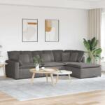 vidaXL Canapea modulara cu taburet si perne tesatura velur gri deschis GartenMobel Dekor (3321197) Canapea