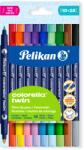 Pelikan Carioci Pelikan Colorella Twin C304 + highlighter dublu, 10 bucati, 20 culori (400207804)
