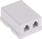 Cabletech Telefon aljzat 2xRJ11 (6P4C) gipszkartonhoz (TEL0020)