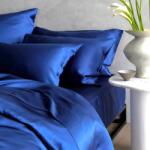 Kotonia Home Cearceaf de pat Kotonia Home Hotel - 220×240 cm, 100% bumbac, Damasc DeLux Saten, bleu royal (004511)