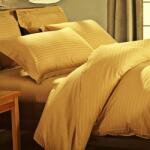 Kotonia Home Cearsaf de pat Kotonia Home Deco, 100% bumbac, Damasc Saten, dimensiune dungi 1 cm, Mustar, 150x240 cm (002128-150)