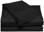 Kotonia Home Cearceaf de pat Kotonia Home Deco, 100% bumbac, Damasc Saten, dimensiune dungi 1 cm, Negru, 150x240 cm (001896-150)
