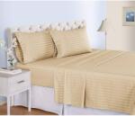 Kotonia Home Cearsaf de pat Kotonia Home Deco, 100% bumbac, Damasc Saten, dimensiune dungi 1 cm, Huzelnuts, 150x240 cm (004365-150)