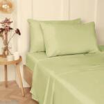 Kotonia Home Husa de pat cu elastic Kotonia Home Hotel, 100% bumbac, Damasc DeLux Saten, verde fistic, 160×200+35 cm (004299-160)
