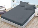  Husa de pat si 2 fete de perna, cu elastic, Sonia-Home, Damasc, 2 persoane, Uni, 180x200cm, Gri Inchis (11275)