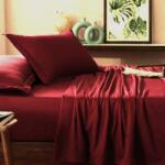 Kotonia Home Cearceaf de pat Kotonia Home Hotel - 220x240 cm, 100% bumbac, Damasc DeLux Saten, burgundy (003000)