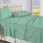 Kotonia Home Cearceaf de pat Kotonia Home Deco, 100% bumbac, Damasc Saten, dimensiune dungi 1 cm, Verde Menta, 220x240 cm (001892-240)