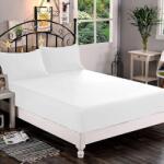 Kotonia Home Husa de pat cu elastic Kotonia Home Hotel, 100% bumbac, Damasc DeLux Saten, alb, 180×200+30 cm (004304-180)