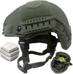 Linovit Cască tactică balistică FAST NIJ IIIA, Rezista la proiectile de 9mm, . 357 SIG și . 44 Magnum, Decupaj înalt pentru accesorii, compatibila NVG, Șină FAST, Sistem reglaj 360°, Material PE ultra-reziste