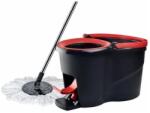 Kotonia Home Mop rotativ - 360 grade cu maner telescopic, galeata ovala cu sistem centrifugare cu pedala, rosu, 14 L (004564)