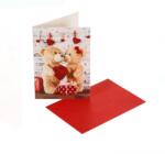 EMC ONSHOP Set Felicitare de Dragoste Teddy Bears Inimi Glitter cu Plic, 13x19 cm, Rosu (1210952)