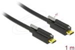 Delock - USB 10 Gbps kábel USB Type-C apa - USB Type-C apa csavaros tetejű 1 m, fekete - 83719 (83719)