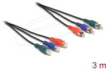 Delock - RCA RGB bővítő kábel 3 db. apa - 3 db. anya, 3 m - 85370 (85370)