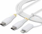 StarTech - 2 m-es 2 az 1-ben strapabíró USB-C töltőkábel Lightning adapterrel, 30W/60W (3A) - 2M-U2-LNTC-CABLE (2M-U2-LNTC-CABLE)