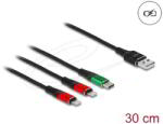 Delock - 30 cm hosszú, USB töltő kábel 3 az 1 A-típusú apa 2 x Lightning -, es USB Type-C csatlakozáshoz - 87881 (87881)