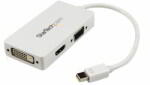 StarTech - Utazó A/V adapter: 3 az 1-ben Mini DisplayPort - VGA DVI vagy HDMI átalakító - fehér - MDP2VGDVHDW (MDP2VGDVHDW)