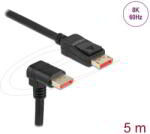 Delock - DisplayPort kábel, egyenes apa-apa, 90° lefelé szögelt, 8K 60 Hz, 5 m - 87053 (87053)