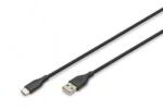 ASSMANN Assmann-DIGITUS USB-A - USB-C szilikon csatlakozókábel, 1m, fekete - AK-300340-010-S (AK-300340-010-S)