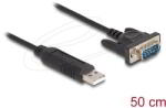 Delock - USB 2.0 - soros RS-232 adapter D-Sub 9 dugók kompakt csatlakozóházzal 50 cm FTDI - 66461 (66461)