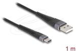 Delock - USB 2.0 kábel A-típusú USB apa - USB Type-C apa meghosszabbított hajlítás védelemmel 1 m hosszú - 81121 (81121)