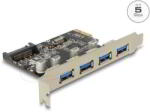 Delock - PCI Express kártya > 4 x USB-A 3.0, telepítő CD-vel - 89297 (89297)