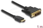 Delock - Kábel DVI 18+1 csatlakozódugóval > HDMI-A csatlakozódugóval, 1 m, fekete - 85582 (85582)