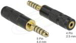 Delock - 4, 4 mm-es, 5 tűs sztereó jack apa - 2, 5 mm-es, 4 tűs sztereó jack anya átalakító - 65897 (65897)