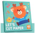 EMC ONSHOP Set 40 de Fise de Hartie pentru Decupaj "Let's Cut Paper", 14.5 x 14.5 cm, Cifre si Litere, Albastru (IL-3316277)