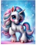 EMC ONSHOP Tablou pictura cu diamante, Unicorn, Goblen 5D, rama din lemn, 20 x 30 cm (5940033156518)
