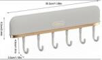EMC ONSHOP Cuier Adeziv cu 6 Carlige Mobile din Plastic pentru Baie sau Bucatarie, 30.2 x 6.2 x 4.6 cm (ML-1-369)