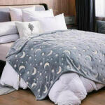 EMC ONSHOP Patura Pufoasa si Magica, Imprimeu Glow in the Dark, Stele, Gri, 185cm x 100cm (ML-31-35-gri) Patura