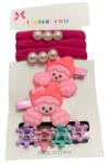 EMC ONSHOP Set 9 Accesorii de Par pentru Fete, elastice, clestisori si agrafe, Fuchsia (727)