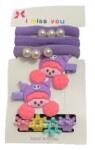 EMC ONSHOP Set 9 Accesorii de Par pentru Fete, elastice, clestisori si agrafe, Mov (725)