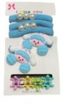 EMC ONSHOP Set 9 Accesorii de Par pentru Fete, elastice, clestisori si agrafe, Albastru (732)