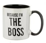 EMC ONSHOP Cana Ceramica cu Mesaj "BECAUSE I'M THE BOSS", Alb Negru, 8.5 x 9.5 cm 350 ml (1205587)