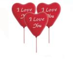 EMC ONSHOP Baloane Party in Forma de Inima Rosii "I Love You" 23cm cu Stick si Rozete, 8buc (1215309)