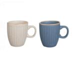 EMC ONSHOP Set Cesti Ceramice cu Model Dungi, 170ml, Bej si Bleu, 7 x 8 cm, 2buc (1251489)