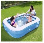 EMC ONSHOP Piscina Gonflabila, Dimensiuni 200x150x50 cm, Culoare Albastru/Alb, Material Premium Vinil, Fara BPA, Filtru UV, Spatioasa, 2 Inele Gonflabile (ML-Kisubo)