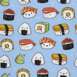 Heko Panels Textil anyag, Sushi kawaii, poliészter 100%, 210g/pm, Méret: 100cm x 155cm, DX542 (DX542)