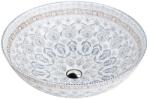 Lavita Folklor mosdótál 40x40 cm kerek mosdótálak fehér-kék fényes 5900378334194 (5900378334194)