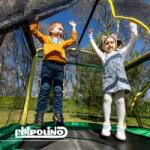 Chipolino Playground Trambulin 200 cm csúszdával, létrával, zöld - pepita - 131 989 Ft