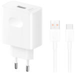 Honor hálózati töltő, 80W, 1 x USB-A - 1 x USB-C, USB-C kábellel, Fehér