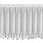 Eurofirany Karácsonyi függöny 60x150 cm fehér ezüst csillagokkal, konyhába, kész (473432)