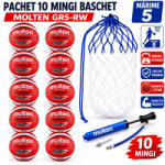 Molten Pachet 10 mingi baschet Molten GR5-RW, marime 5 cu sac si pompa (10XBGR5-RW-DHP-BN10)