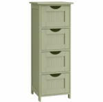 Brius Dulap de depozitare de podea pentru baie, din lemn cu 4 sertare, 30x30x82cm, verde (EZ-LHC040C02)