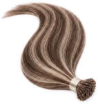 BellaHair Keratinos I-TIP Emberi Póthaj Classic Mikró Gyűrűzéshez Melírozott 50cm (Szín #6/60) (RIT-CL-50660)